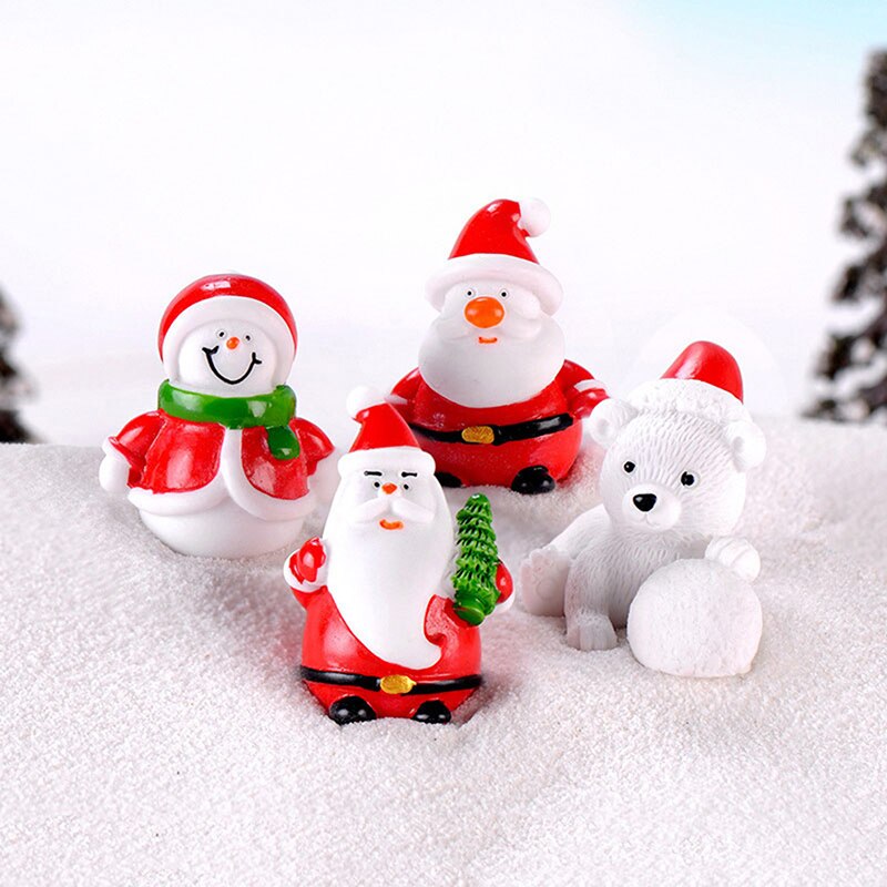 1 Pc Kerstman Sneeuwpop DIY Hars Ambachtelijke Kleine Ornamenten Mooie Mini Kerst Beer Model Decoratie Figuur Speelgoed