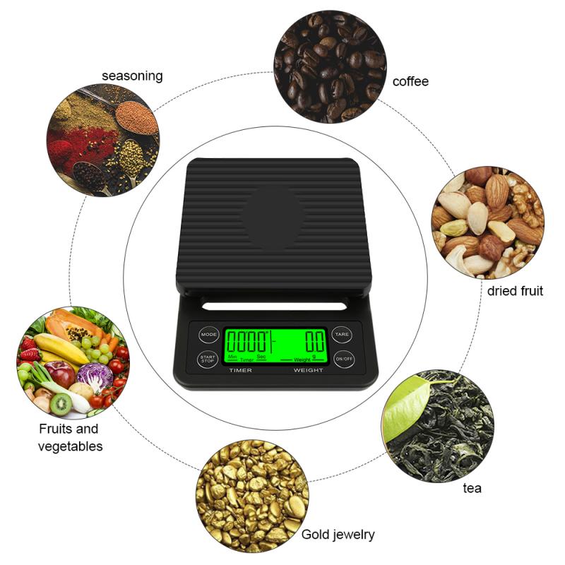Household Drip Coffee Scale With Timer 0.1g High Precision Electronic Scales Digital Kitchen Food Nuts Scale LCD Weight Balance