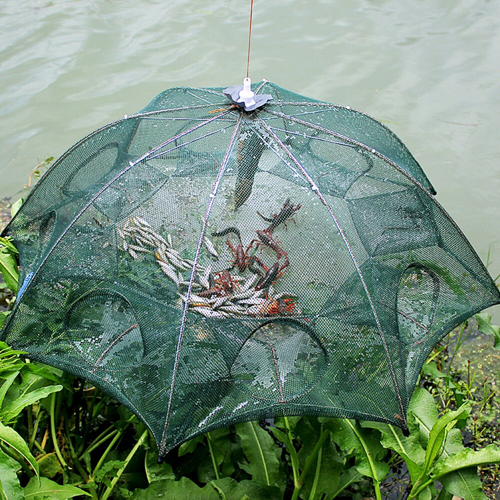 Nylon Steel 4-20 Holes Portable Hexagon Fishing Net for Crayfish Fish Automatic Trap Shrimp Carp Catcher Cage Mesh Net Crab Trap