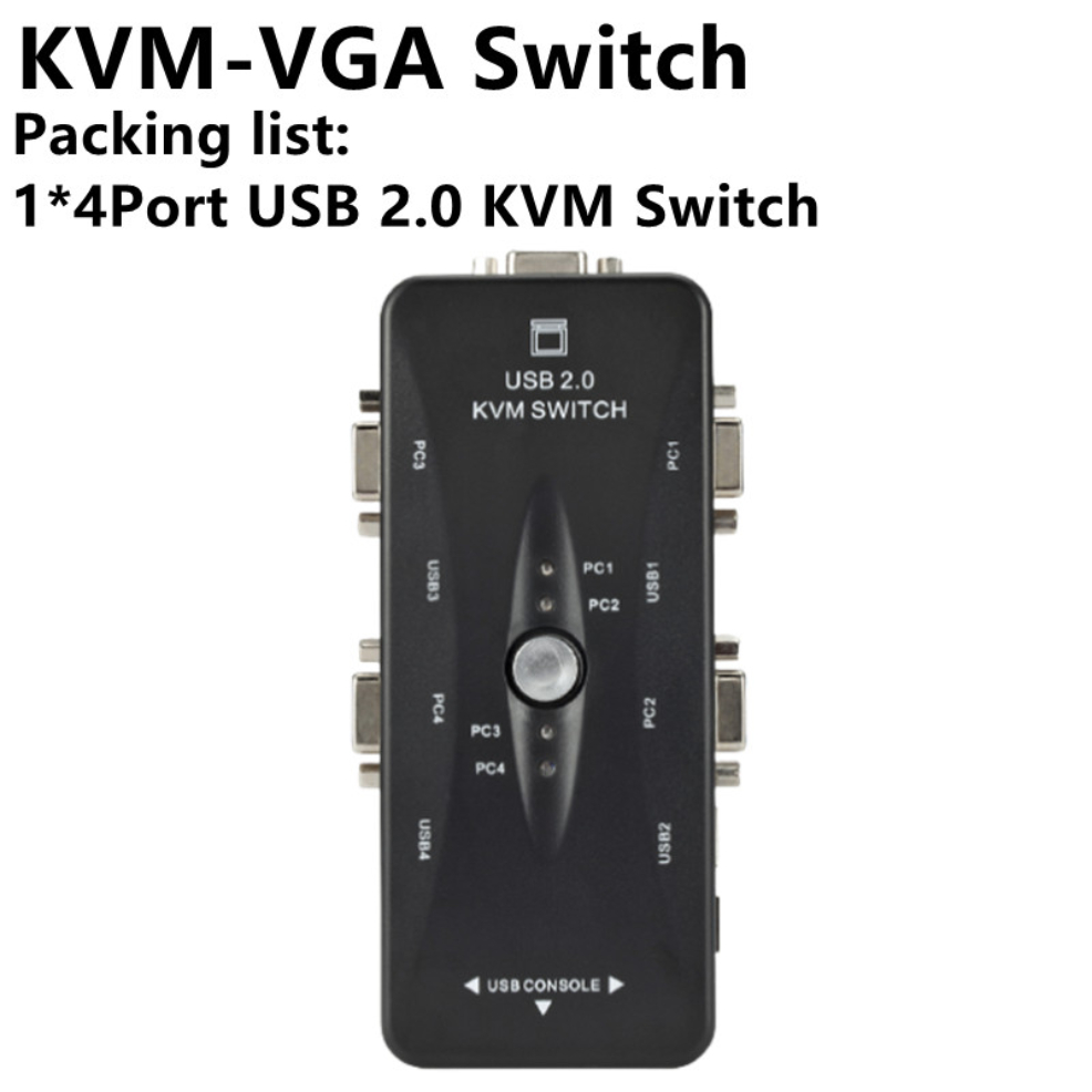USB KVM Switch Switcher 4 Port VGA SVGA Switch Splitter 1920*1440 VGA Video Switch For USB device Keyboard Mouse Monitor Adapter: Blue