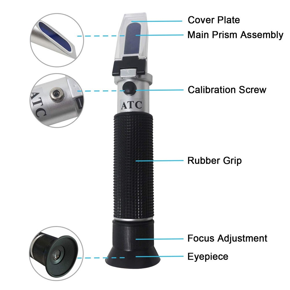 0-100% Handheld Salinometer Salinity Refractometer Meter With Non-slip Handle Salt Gauge Saltwater Test Tool 19.5cm
