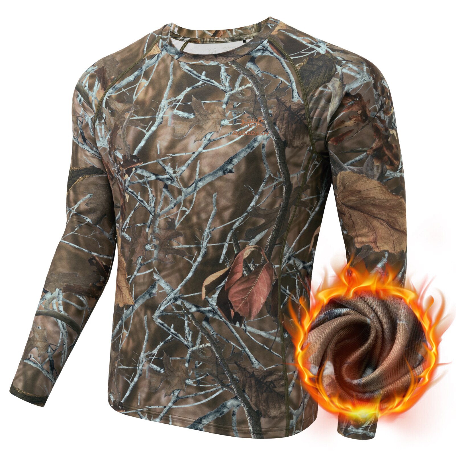 Bassdash Men&#39;s Lightweight Thermal Base Layer Shirt Antimicrobial Underwear Top Warm Ultra Soft Quick Dry FS19M: Autumn forest / XL