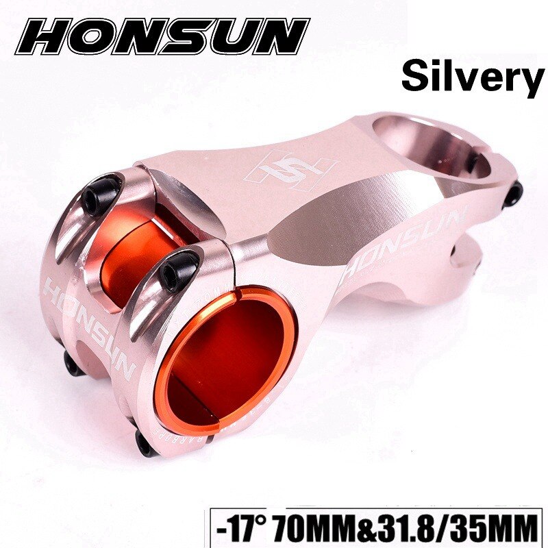 Bike Stem Riser Stem Aviation aluminum alloy MTB Road Bike 31.8mm Angle -17degreex70mm Bicicleta Tallo Bicicleta potencia: sliver