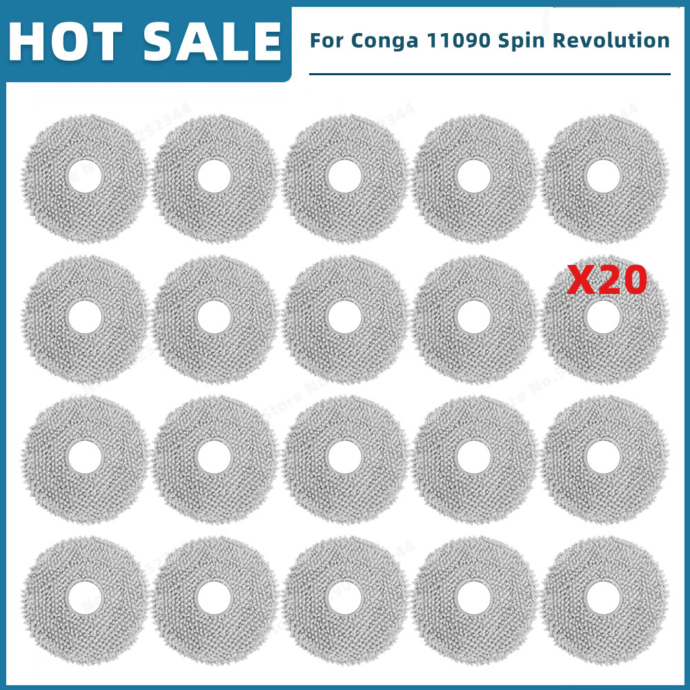 Piezas de Repuesto compatibles con Cecotec Conga 11090 / 13090 Spin Revolution accesorios, filtro, cepillo lateral principal, mopa, bolsa de polvo: Negro