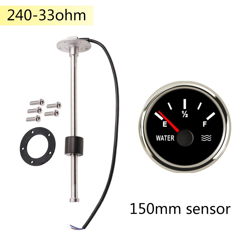 Jauge Niveau Essence LED 52mm 9-32V - Instrument Marine Voiture Bateau Noir