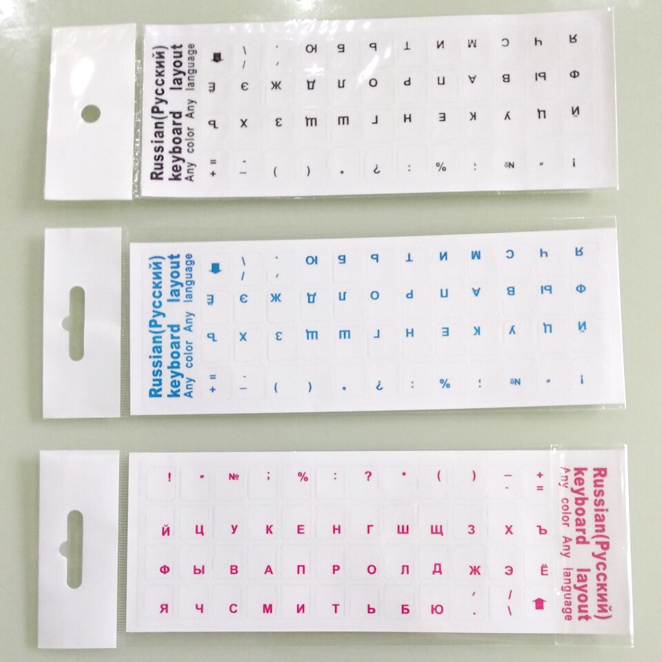 Pegatinas para teclado ruso para ordenador portátil de más de 10 pulgadas, Fondo transparente para pc de mesa 11 12 14 15 17 11,6 12,5 13,3 15,6 17,3 2 unids/lote