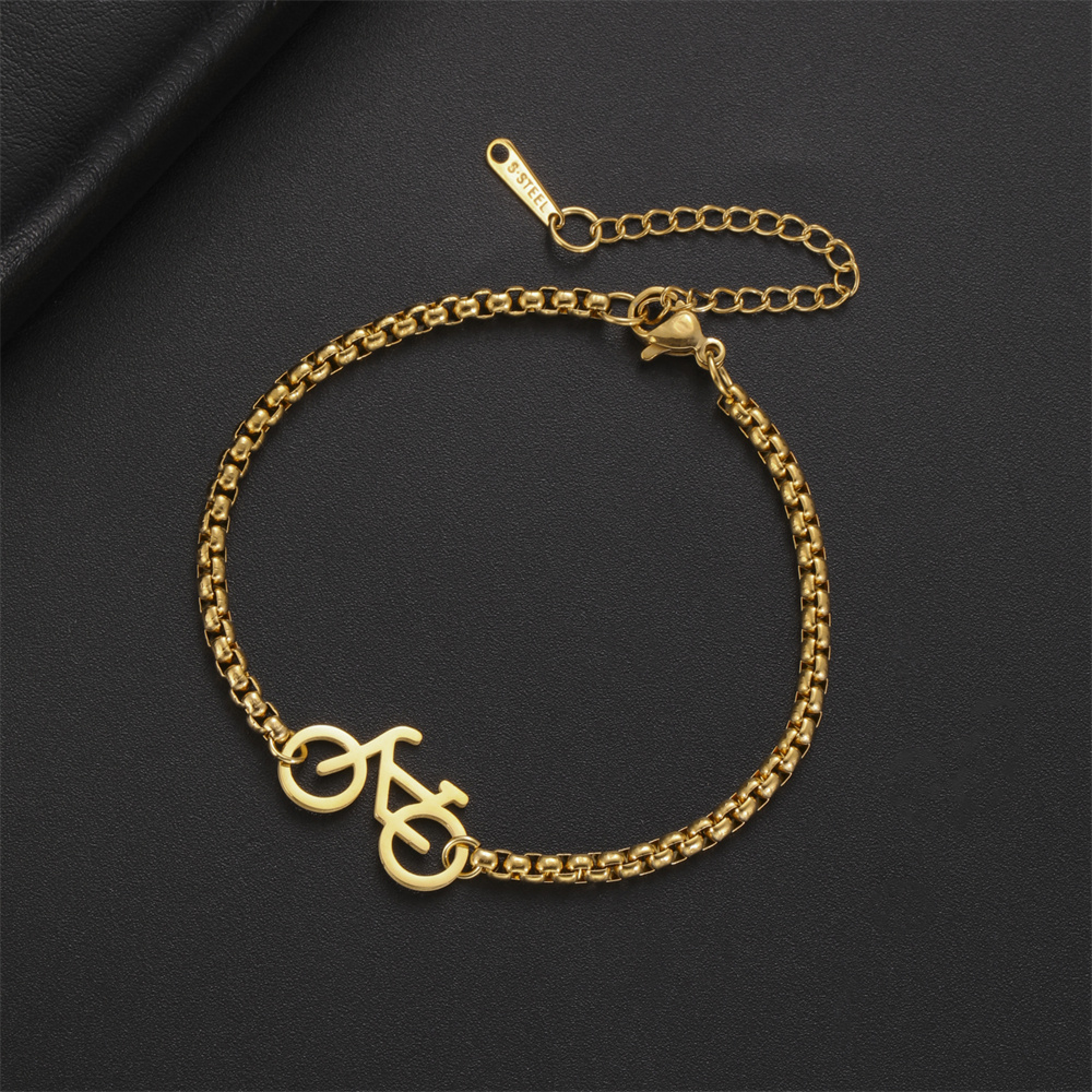 My Shape Pulseras de bicicleta para hombre y mujer, cadena de pie con colgante de acero inoxidable, cadena de mano, tobilleras, joyería: 17 cm / Marrón rojizo