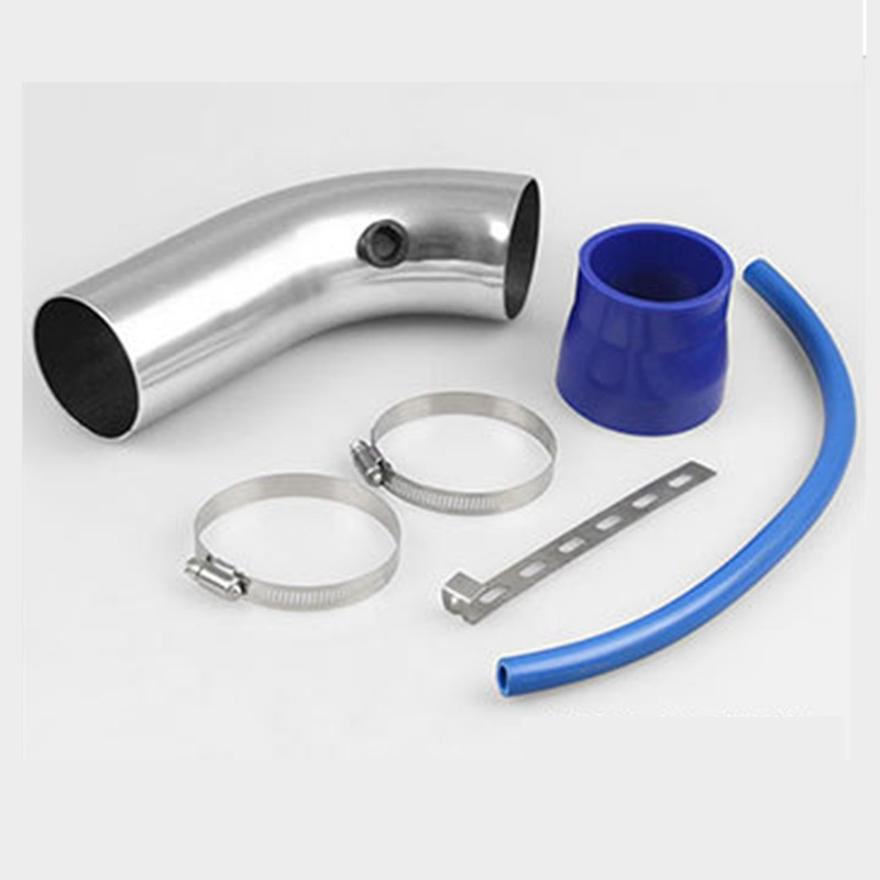 3 Inch Aluminum Pipe Car Turbo Piping Cold Air Intake System Filter 76mm: A style Silver