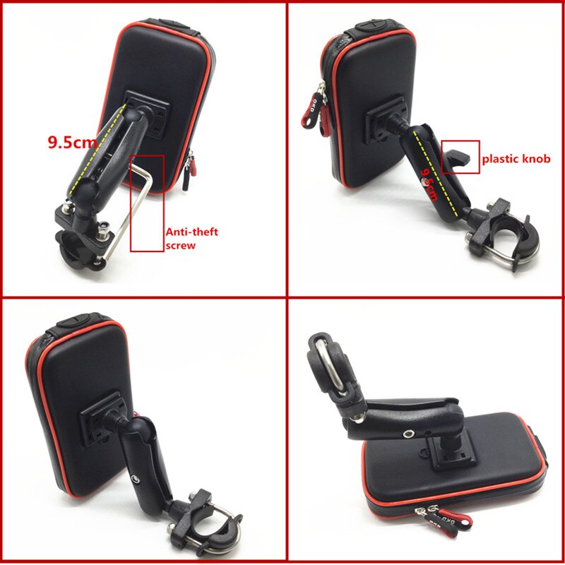 Motorcycle Phone Mount - Waterproof Zipper Case - ABS Plastic - Anti-theft Lever - for Smartphones