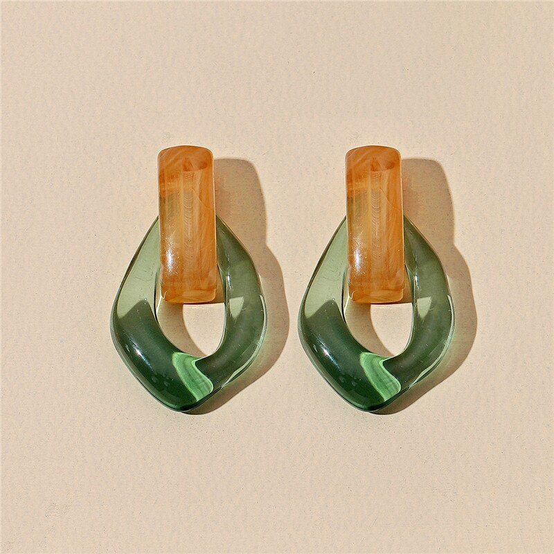 Farverige klar harpiks akryl øreringe til kvinder geometriske hule statement øreringe piger smykker: 3