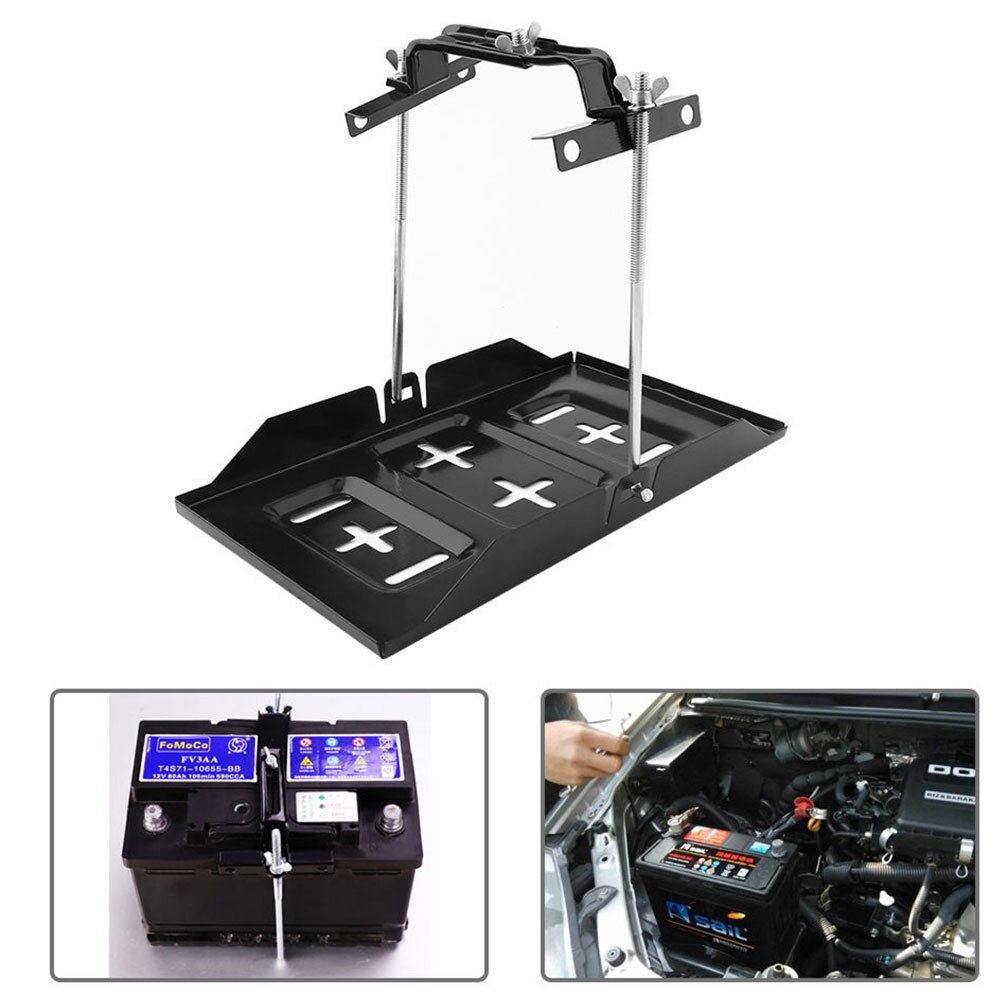Soporte de estante de barco, ranuras metálicas empotradas, duradero, estable, para coche, marino, Universal, bandeja de batería, accesorios de coche, abrazadera de sujeción negra