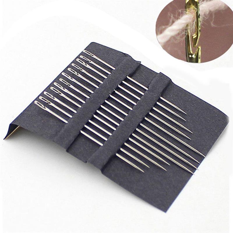 12 Pcs/Set Blind Needles Gold Silver Tail Easy To Go Through From Side Hand Sewing Embroidery Tool DIY Needlework Sewing Needles