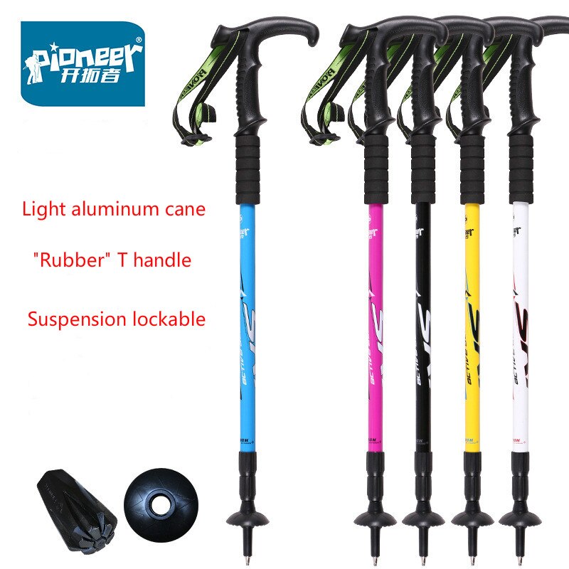 Pioneer walking poles walking sticks adjustable travel Ice ax climbing aluminum cane skiing camping telescopic walking stick