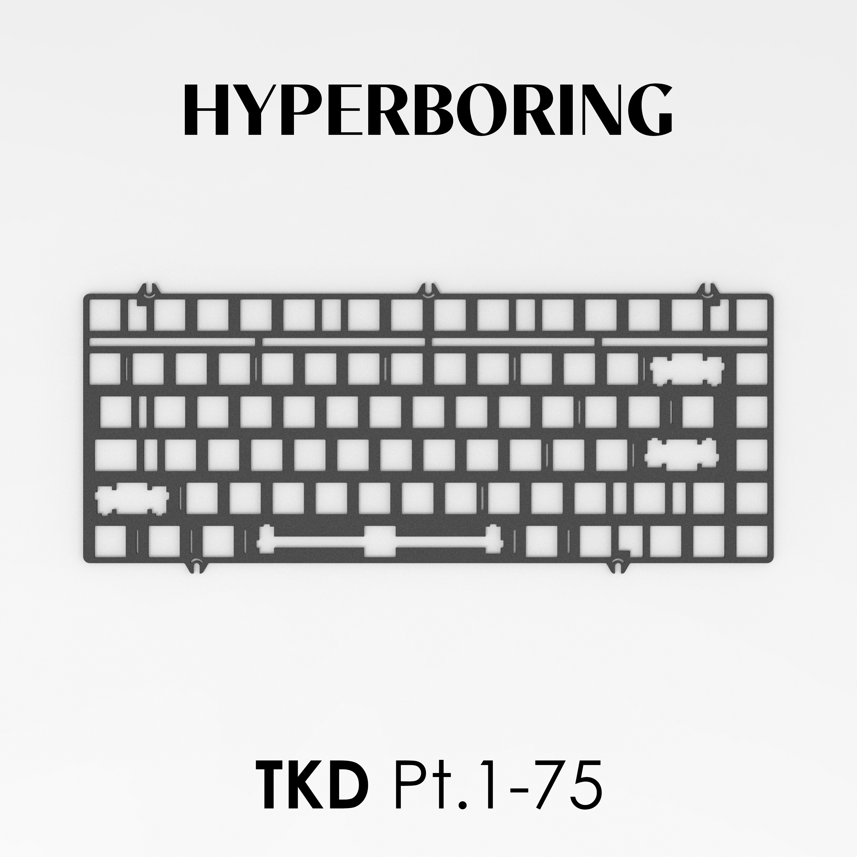 TKD Pt.1 75% Size layout keyboard plates PP PC FR4 Alu for pcb mount stabilizer and plate mount stabilizer: LIGHT GRAY