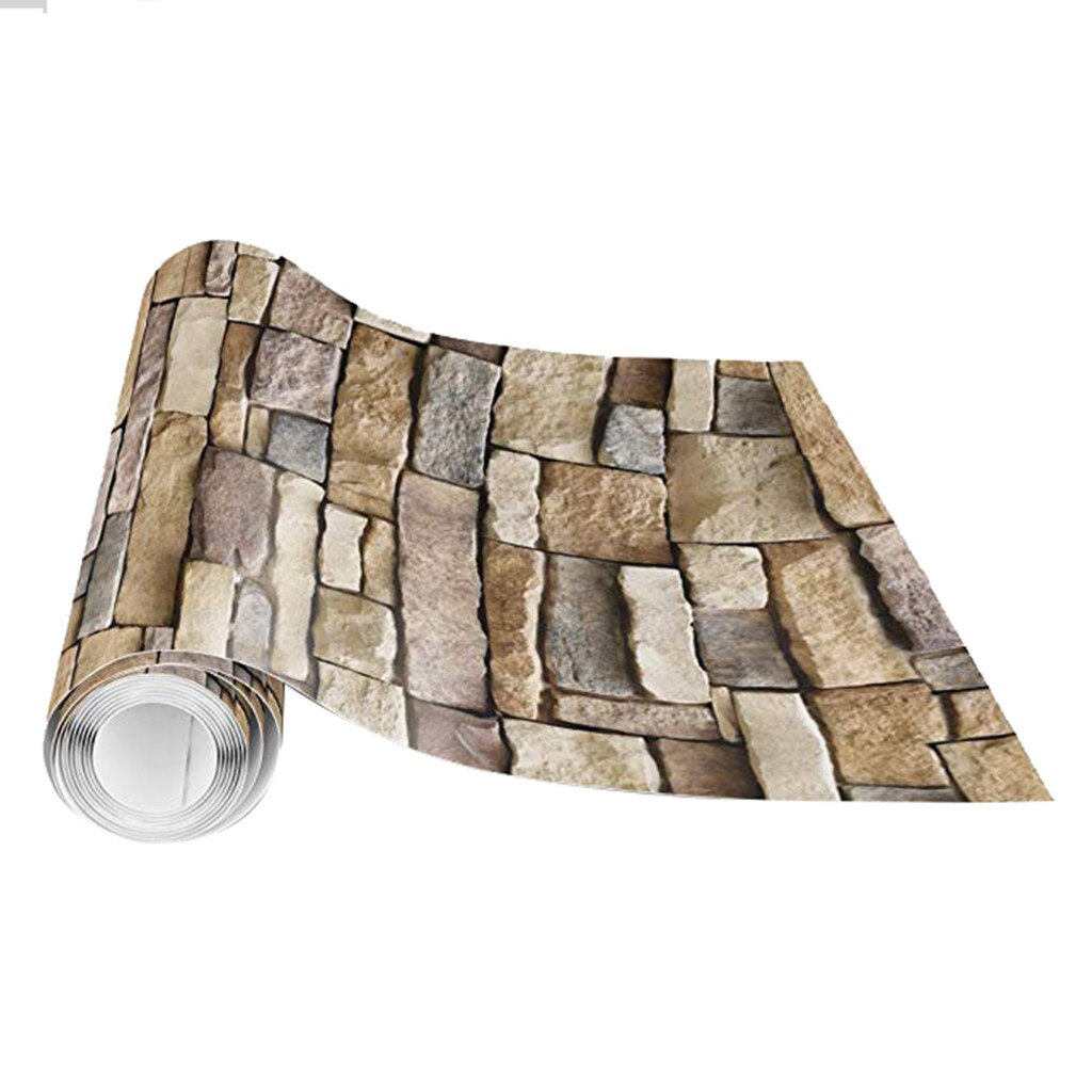 3d Uneven Brick Stone Print Wall Sticker House Decoration 45*100cm Rustic Effect 3d Wall Paper Self Adhesive Stickers Decal g25