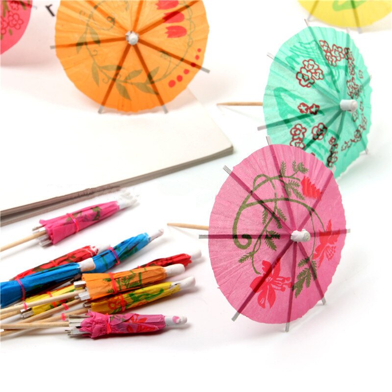 10pcs 10cm Mini Paper Umbrellas Toothpick Cocktail Birthday Cake DIY Decoration Drinks Event Party Wedding Supplies