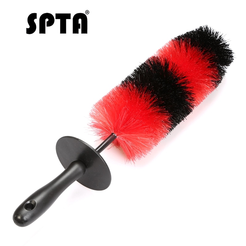SPTA 18" Wheel Brush Flexible Rim Cleaner Rocket Shape Red and Black Car Cleaning Products Wash Tools for Auto Wheel Cleaning