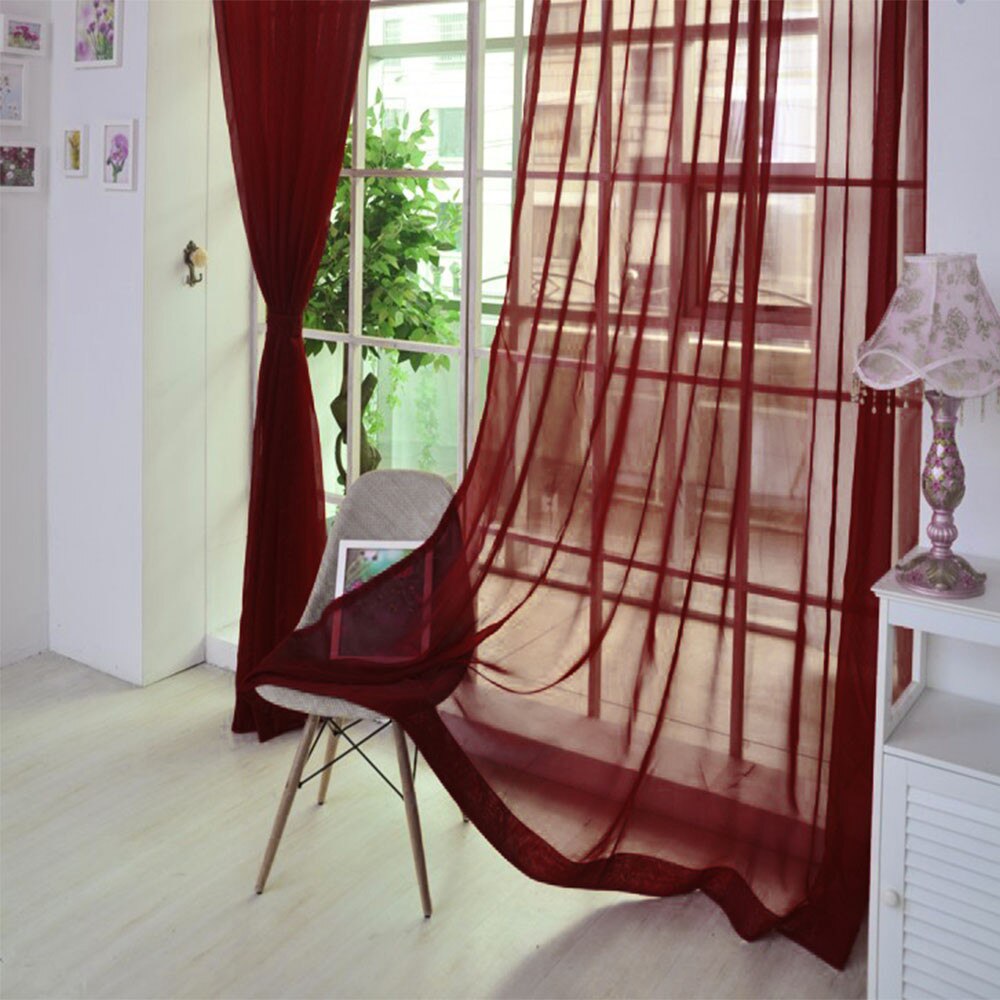 1 Pcs Pure Kleur Tulle Deur Gordijn Drape Panel Sheer Sjaal Valletjes Moderne Voile 200Cm X 100Cm: D