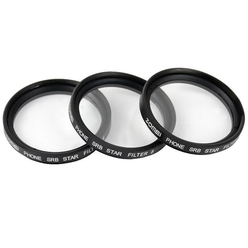 ZOMEi 37mm Clip Auf 3 in 1 Professionelle Handy Kamera Stern Kreuz Twinkle Filter Lens Kit 4 Punkte + 6 punkte und 8 Punkte