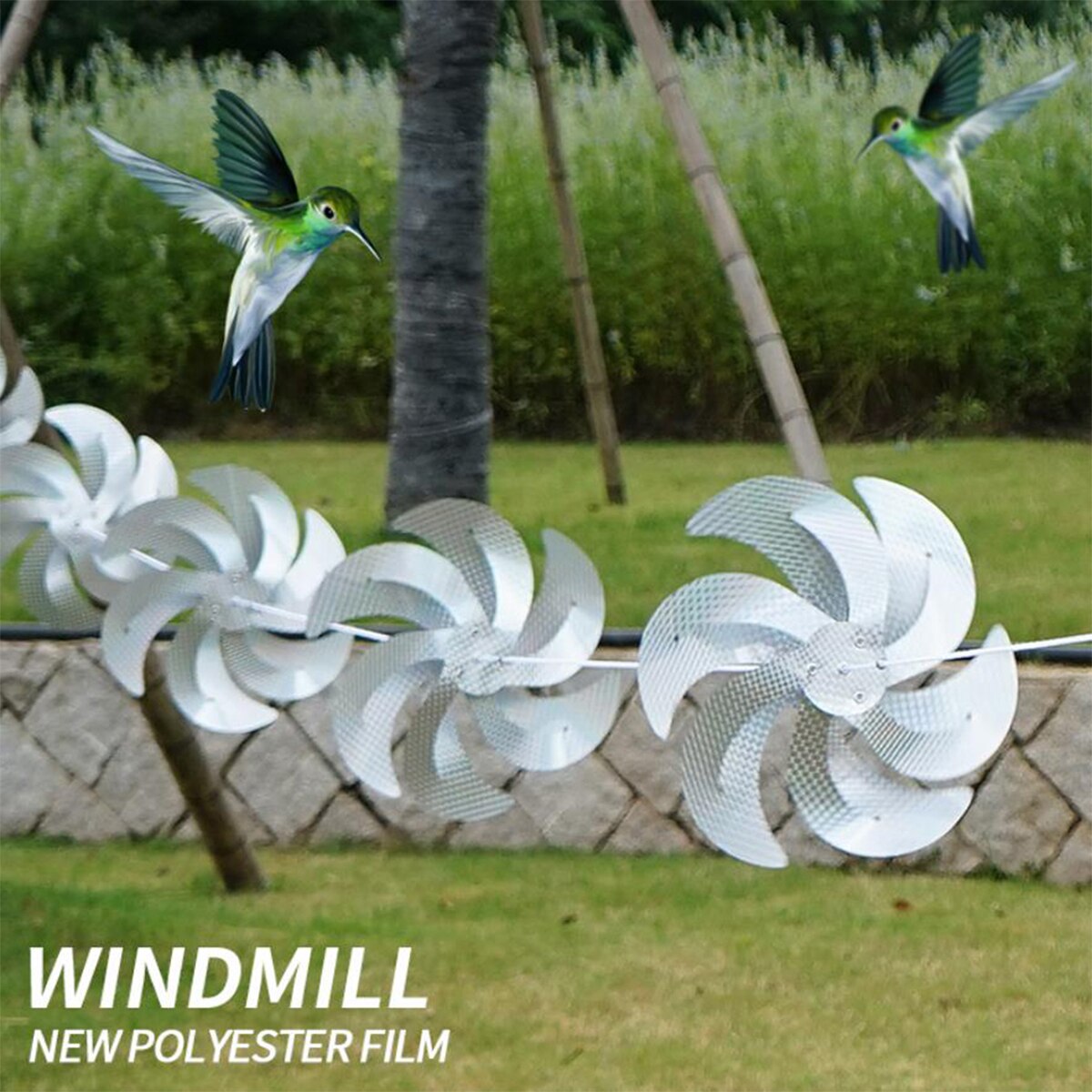Garden Decoration Windmill 8 Installed Garden Farm Bird Repellent Windmill Rotating Reflective Garden Bird Repellent Tool
