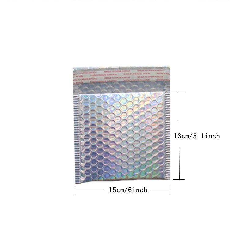 50 PCS/Lot Rose Gold Plastic Bubble Envelopes Bags, Padded Envelope, Waterproof Bubble Bags: Rainbow 15x13cm