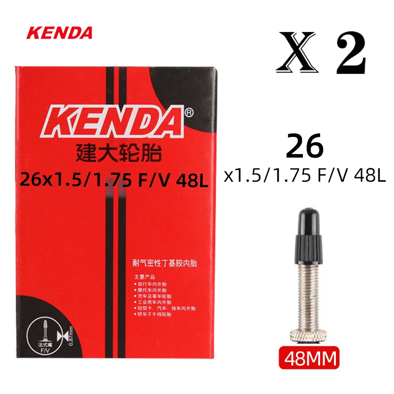 Tubo interno de bicicleta kenda, 2 peças, 20/26/27.5/29/700c/23c schrader presta borracha butílica mtb tubo de bicicleta de estrada pneu interno peças de bicicleta