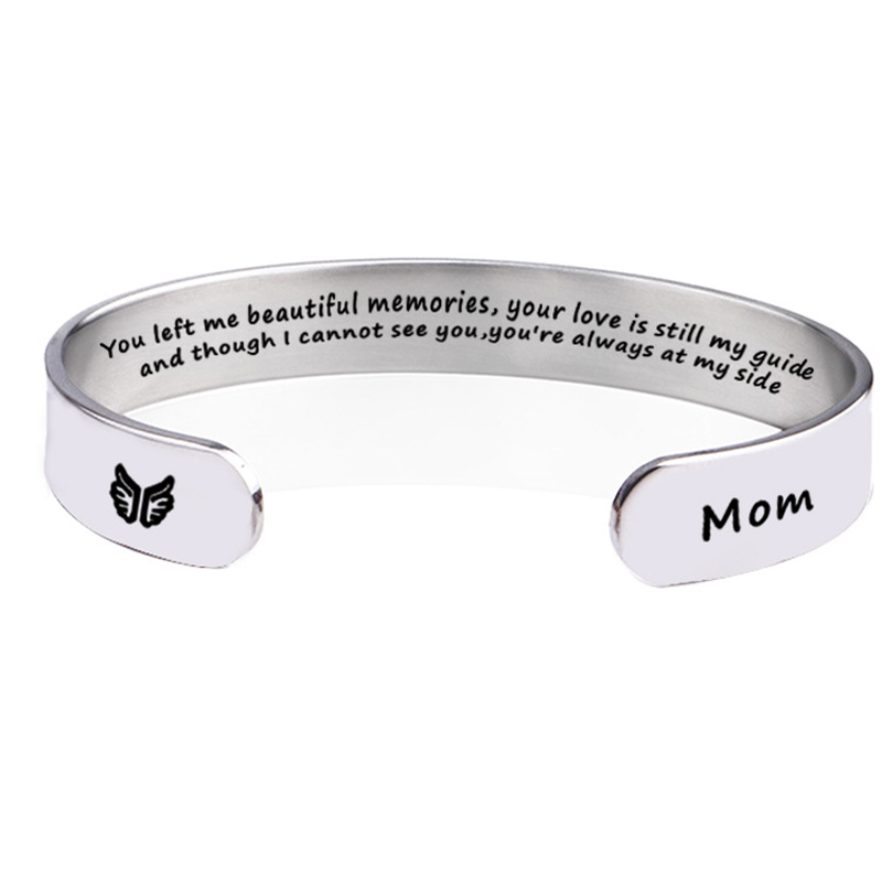 In Memory of Mom Memorial for Loss of Mother Mom Memorial Bracelet Grief Jewelry Sympathy Cuff Remembrance Bangle