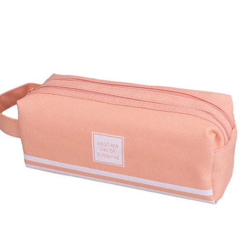 Kawaii Pencil Case Canvas Zipper Large Capacity Cute Pencil Box Portable Storage Bag school supplies Japanese stationery: Pink