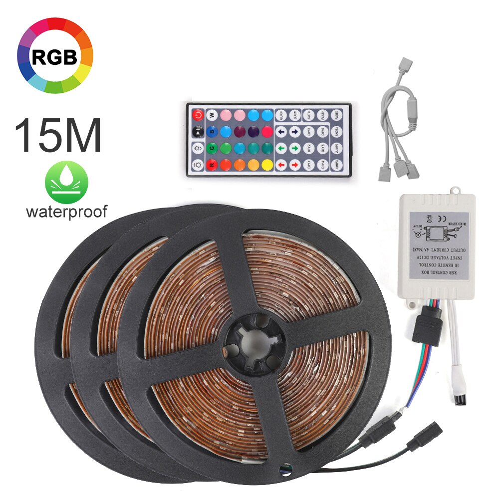 10M RGB 3528 LED Band Multicolor Changing LED Strip Light With 44key Remote Controller String Lights With Self-adhensive Tape: M