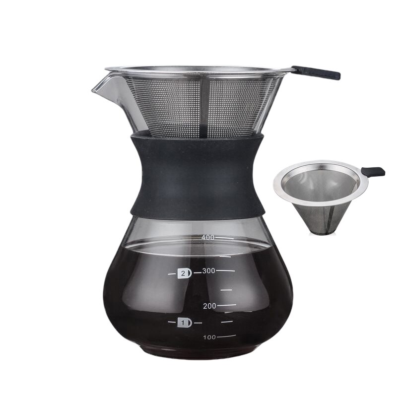 Cafetera de goteo de agua de vidrio para expreso, accesorio de café reutilizable con filtro de té, 200ml/400ml