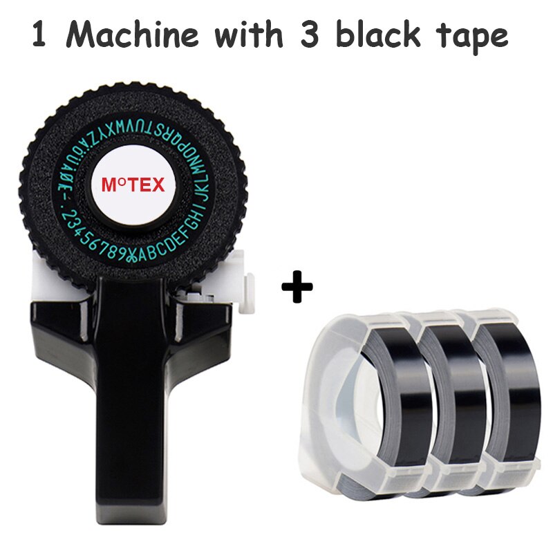 1 st himmelsblå motex  e101 bärbar etikettskrivare kompatibel för 9mm dymo 3d embossing tejp skrivare prägling etikettmaskin: Svart etikettskrivare