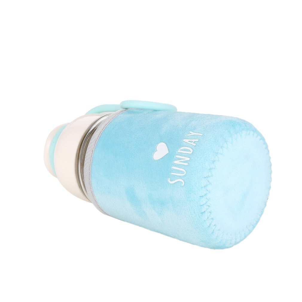 320ML coeur forme impression verre bouteille d'eau mignon tissu couverture tasse à boire lettre bouteille étudiants bouteille d'eau