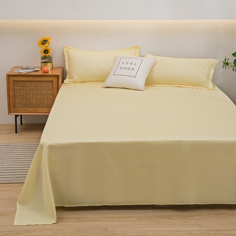 Weiche Bettwäsche für zu Hause, flaches Bettlaken für Doppelbett, einfarbig, einfarbig, obere Bettlaken, flache Bettwäsche für Einzelbett/Königin/König: 200cm*230cm / Gelb