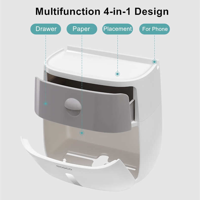 Wall-Mounted Bathroom Tissue Box Tissue Dispenser for Multifold Paper Towels Tissue Storage Box Drawer Kitchen Organizer