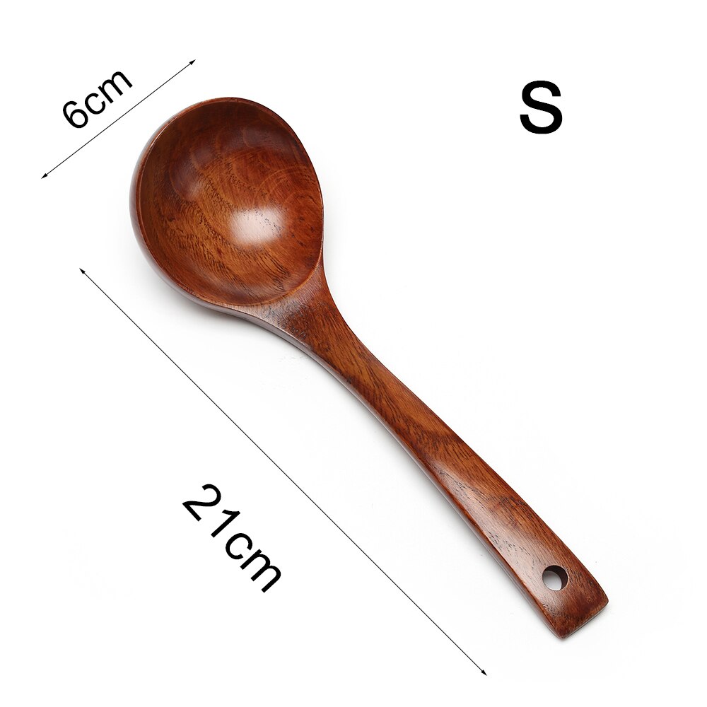 Wooden Long Handle Large Soup Scoops Cooking Scoop Natural Wood Spoon Soup Ladle Ramen Spoon Catering Tableware Kitchen Utensil: S