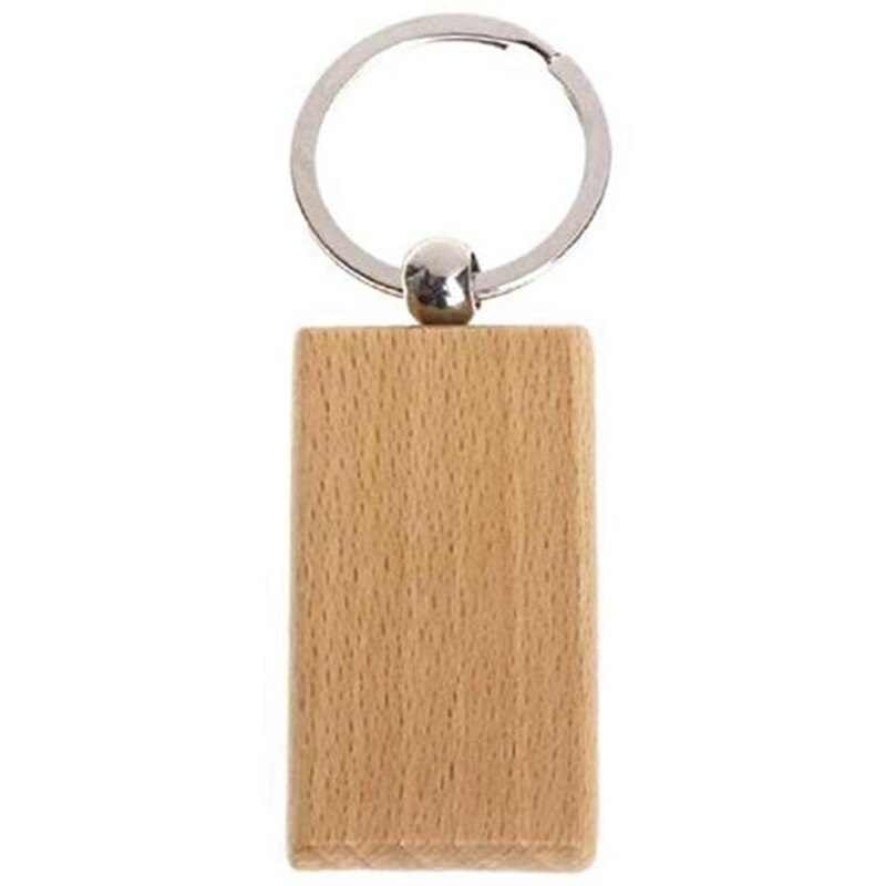 60Pcs Blank Rectangle Wooden Key Chain Diy Wood Keychains Key Tags Can Engrave Diy: Default Title