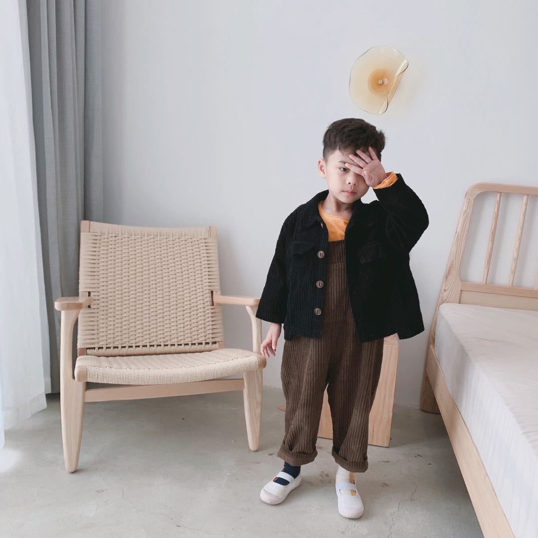 Børne efterårsjakke koreansk børn fløjlsjakke baby drenge løse afslappede frakker outwear jakke til drenge 2-8y