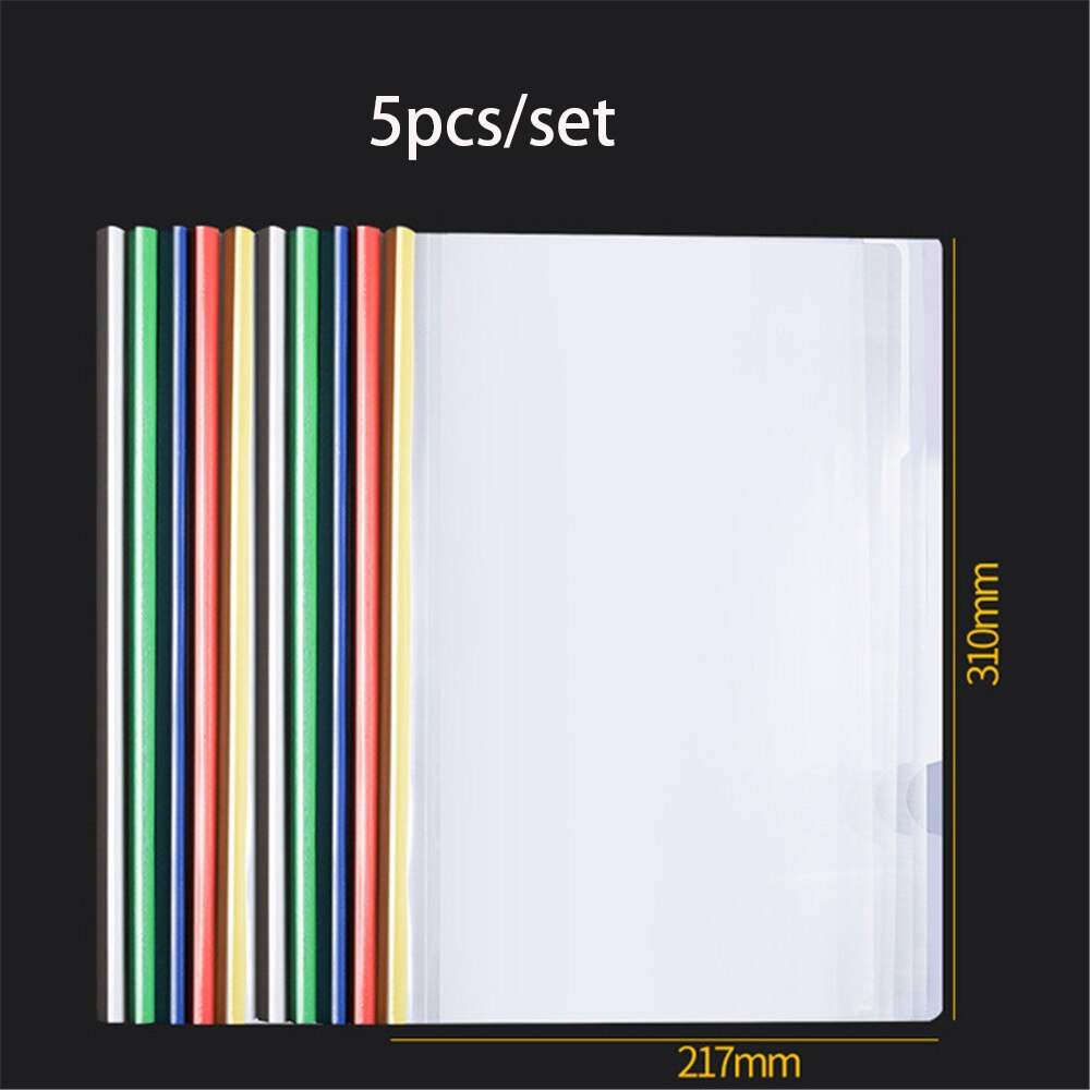 5pcs A4 Transparent File Folder with Plastic Clip Documents Protective Sleeve Papers Organizers School Office Accessories: Triangle random 5pcs