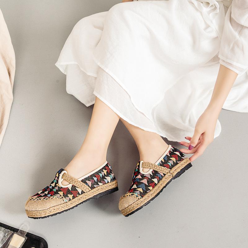 Mocasines planos de las mujeres Zapatos planos Zapatos Slip On Casual damas bordado Zapatos transpirables Zapatos Mujer botas de calzado Zapatos Mujer: Black / 36