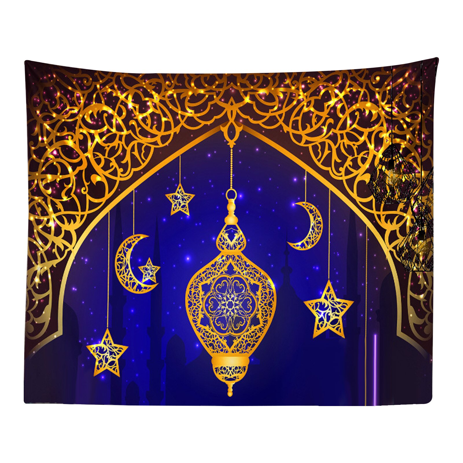El musulmán Eid Mubarak imprimir tapiz impermeable de piel de melocotón oración comedor tapices para colgar en la pared Ramadán Kareem decoración de la habitación: 04