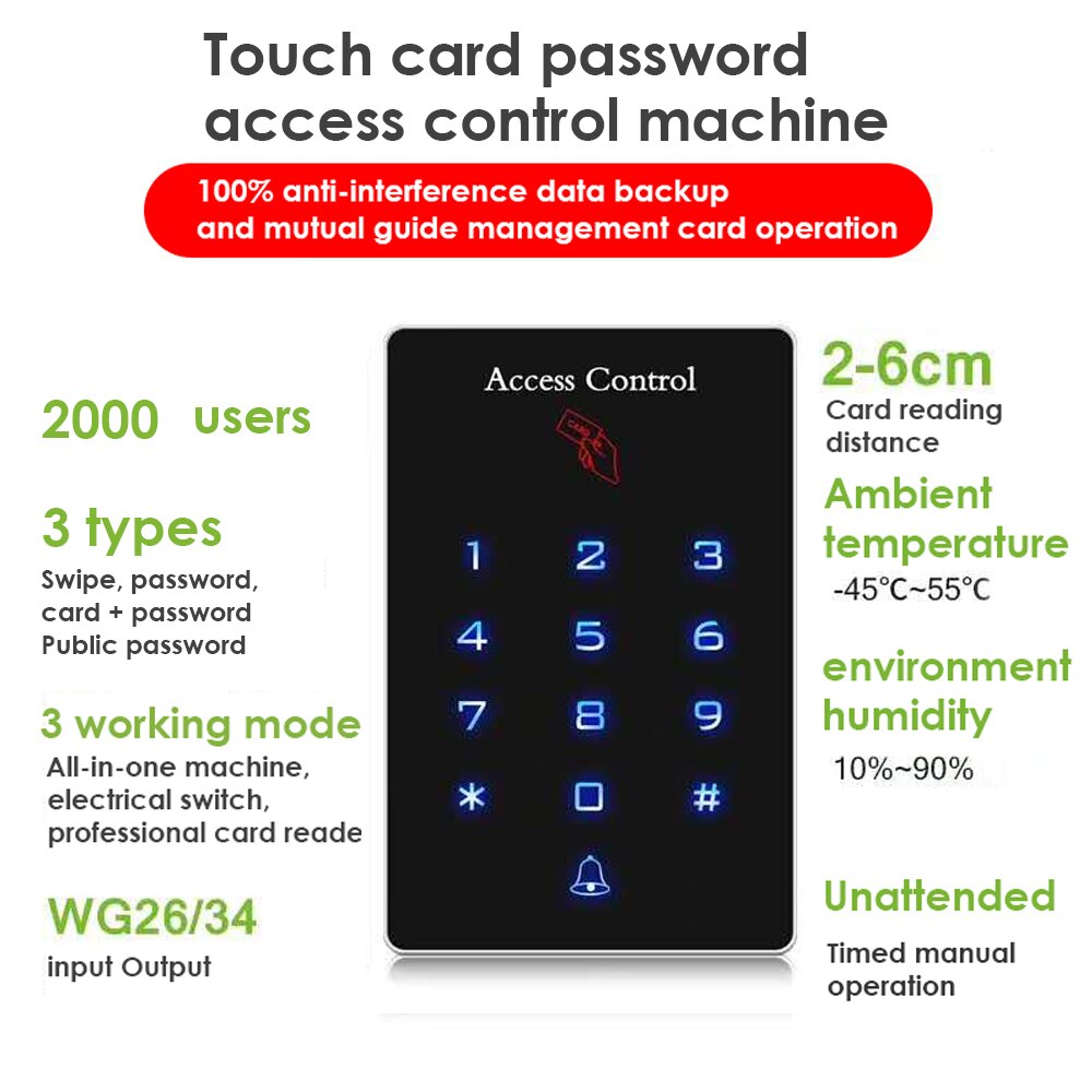 Backlight Touch 125khz RFID Card Access Control ke... – Grandado