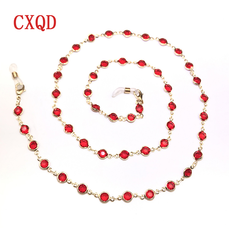Kleurrijke kristallen kralen brillenhouder brillenketting voor dames oogaccessoires brillenkoord zonnebrilkoord: Goudkleurig