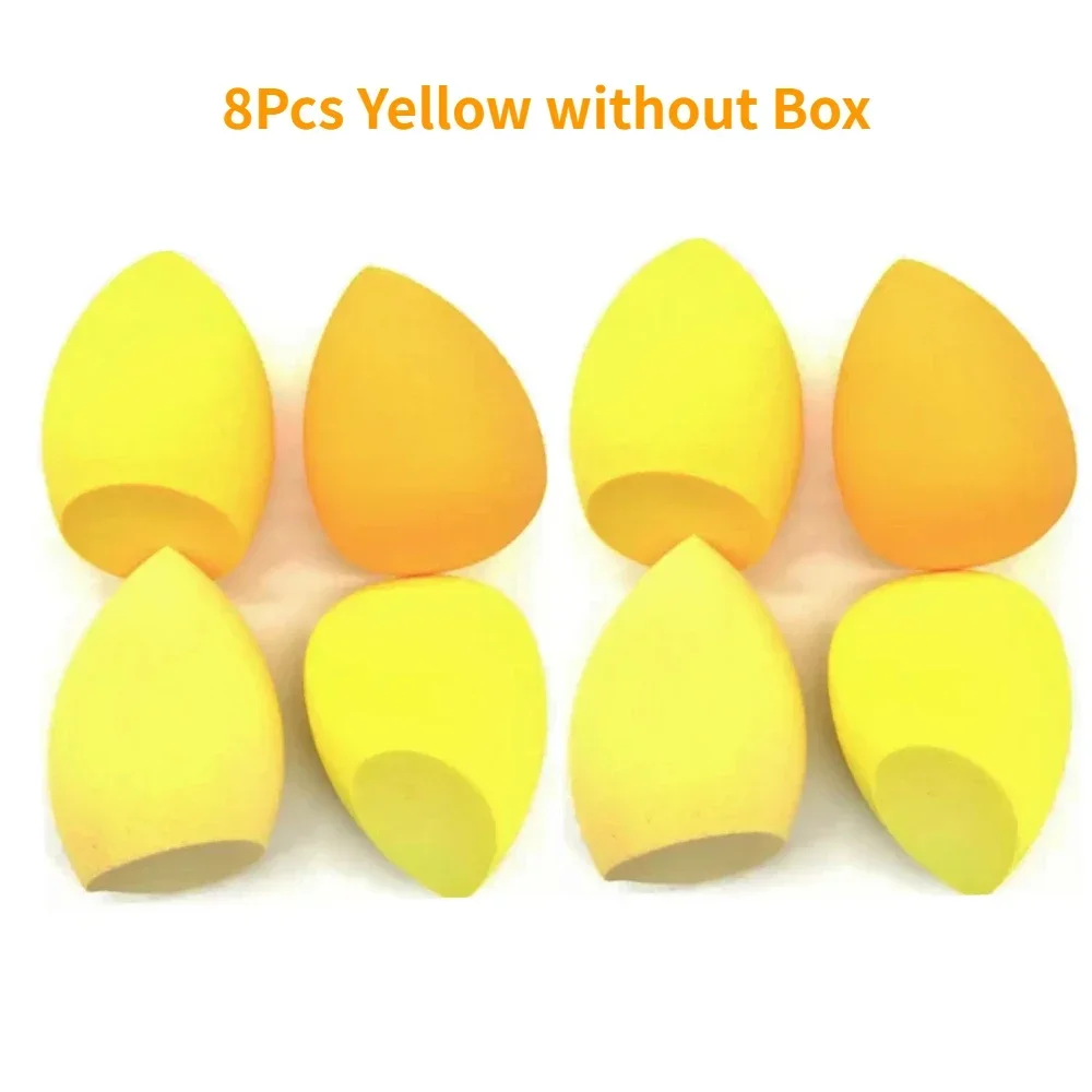 4/8 Uds esponja de maquillaje juego de licuadora huevo de belleza esponja cosmética esponjas de base suave esponja de polvo mujeres maquillaje herramientas de belleza: YELLOW