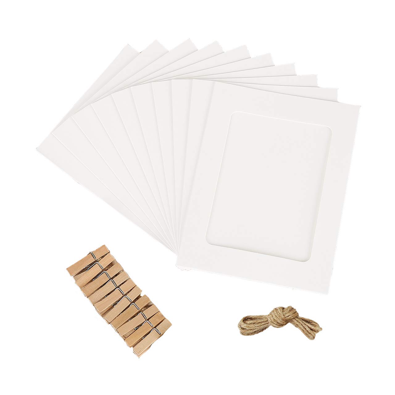 Paquete mixto de marcos de fotos con Clips Diy, Papel Kraft de 5 pulgadas, marcos de fotos colgantes de pared, álbum de fotos, decoración del hogar y , 10 Uds.: 12 pulgadas / Blanco