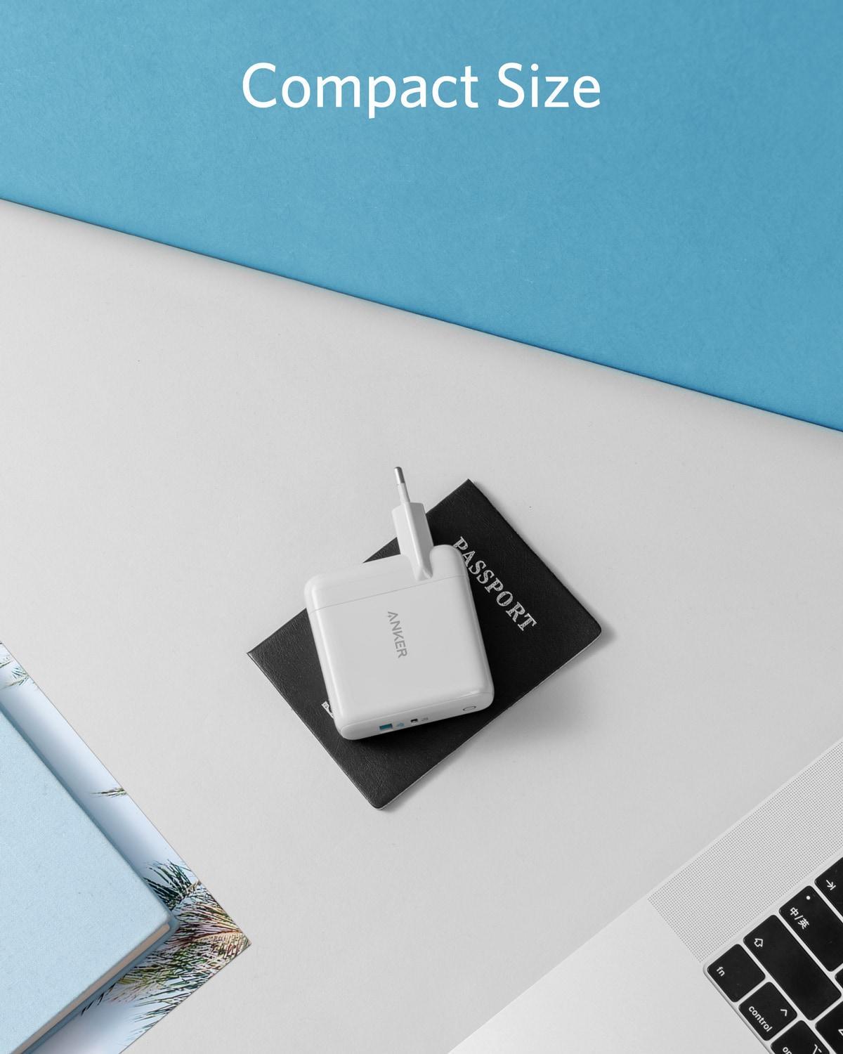 Chargeur USB C Anker, chargeur mural PowerPort Speed + Duo avec Port d'alimentation 30W pour iPhone,iPad Pro,MacBook,Galaxy et plus encore