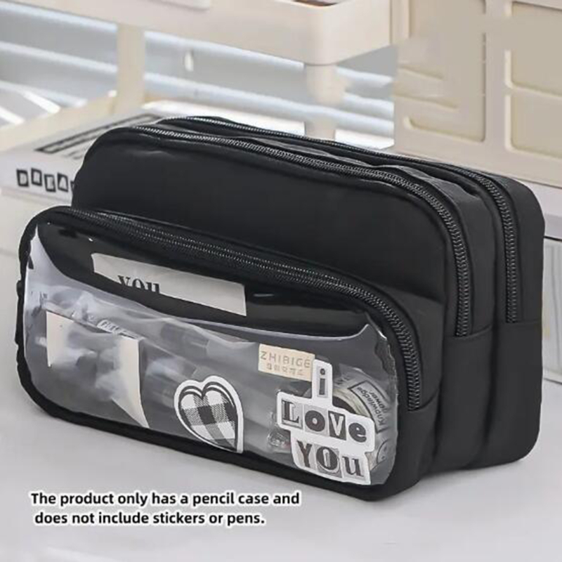 Chique effen etui in koreaanse eenvoud, transparant pennenzakje met grote capaciteit, opbergtas voor schoolspullen: Geel