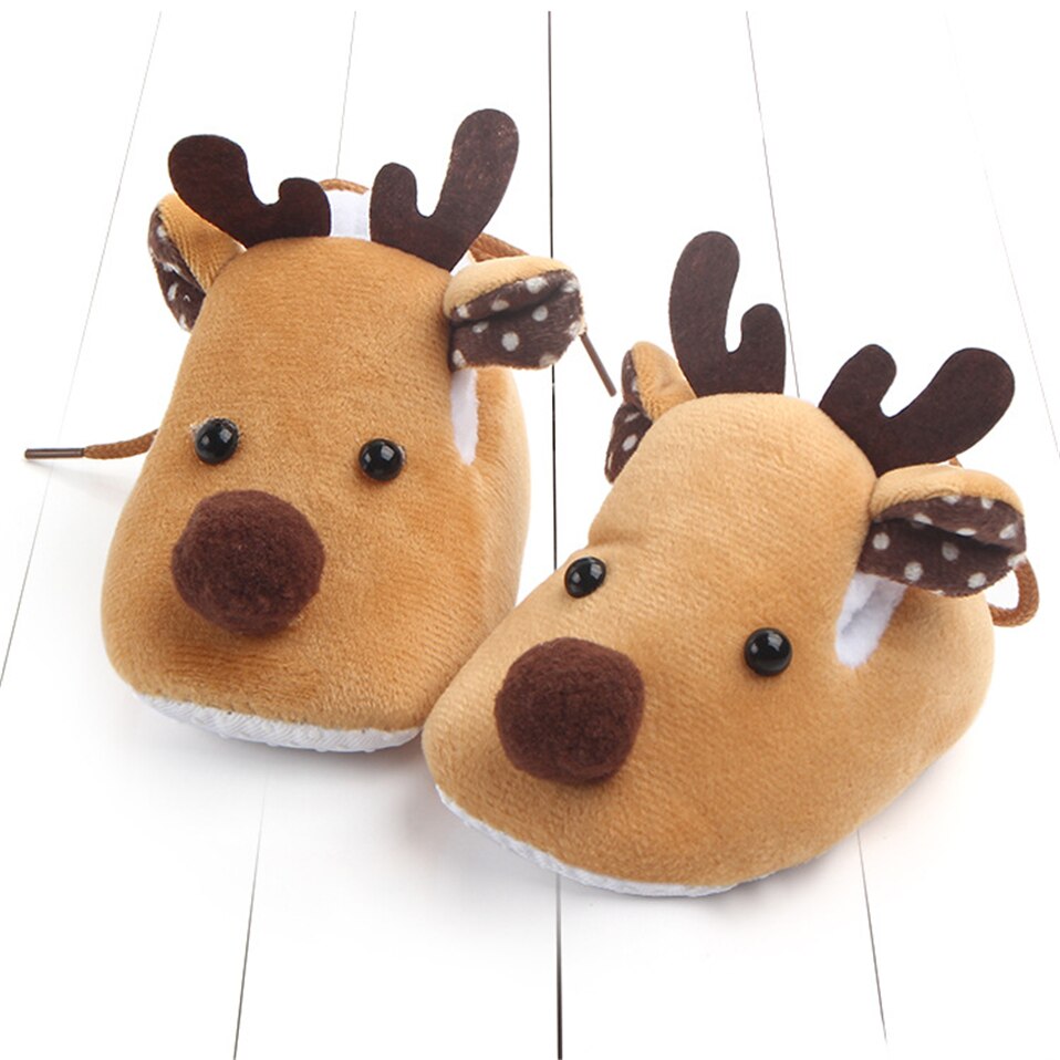 Bebis pojkar tjejer jul rådjur bebis skor höst och vinter varm bomull mjuk sula skor first walkers unisex småbarnsskor
