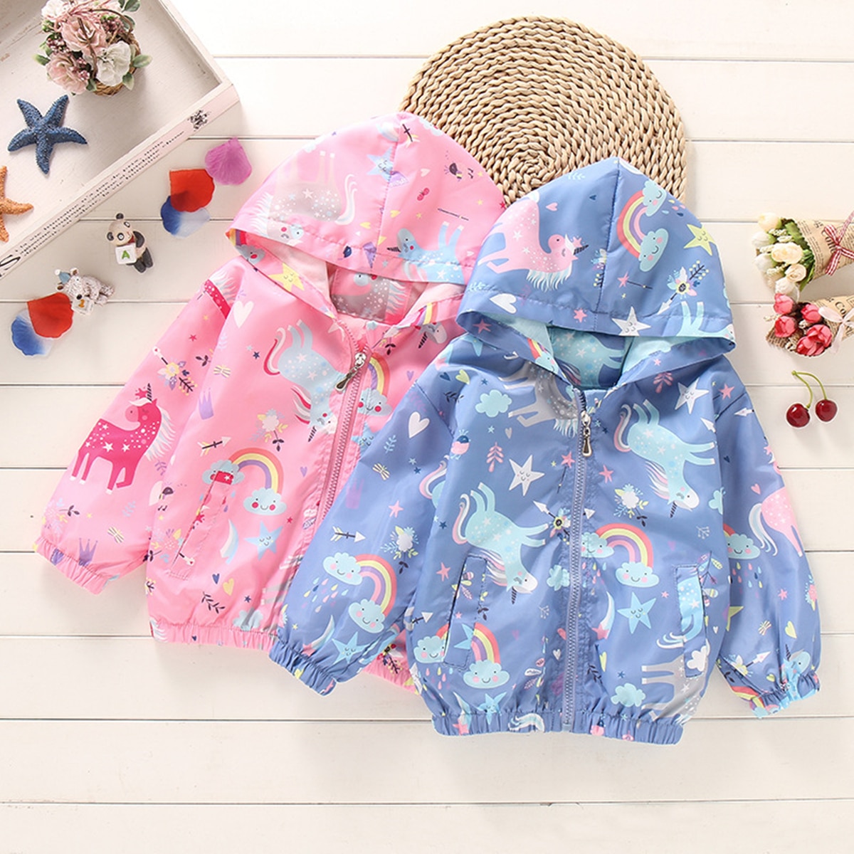 Mädchen Jacken Mäntel Einhorn Regenbogen Winter Herbst freundlicher Mantel freundlicher Jacke lässig Mit Kapuze Oberbekleidung Mäntel freundlicher Kleidung 3 8ys