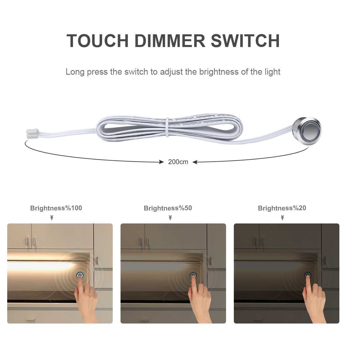 Stepless Dimmable LED Bar Light Tube 12V Touch Switch Sensor Central Control Aluminium Lamp DIY Under Cabinet Closet Backlight