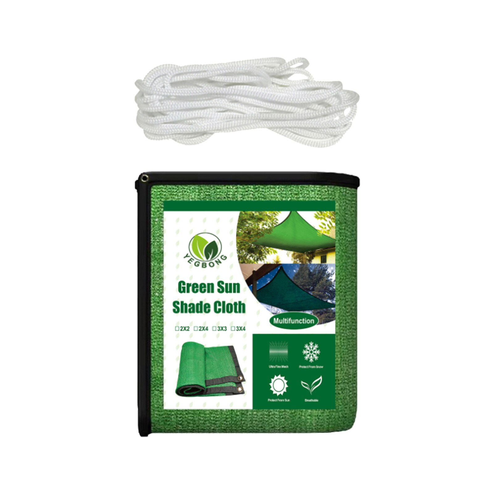 Encrypted Shading Net Polypropylene Sun Shade Sail Sunshade UV Protection Sun Awning Outdoor Garden Balcony Shade Netting Cloth: 3 x 4m Green